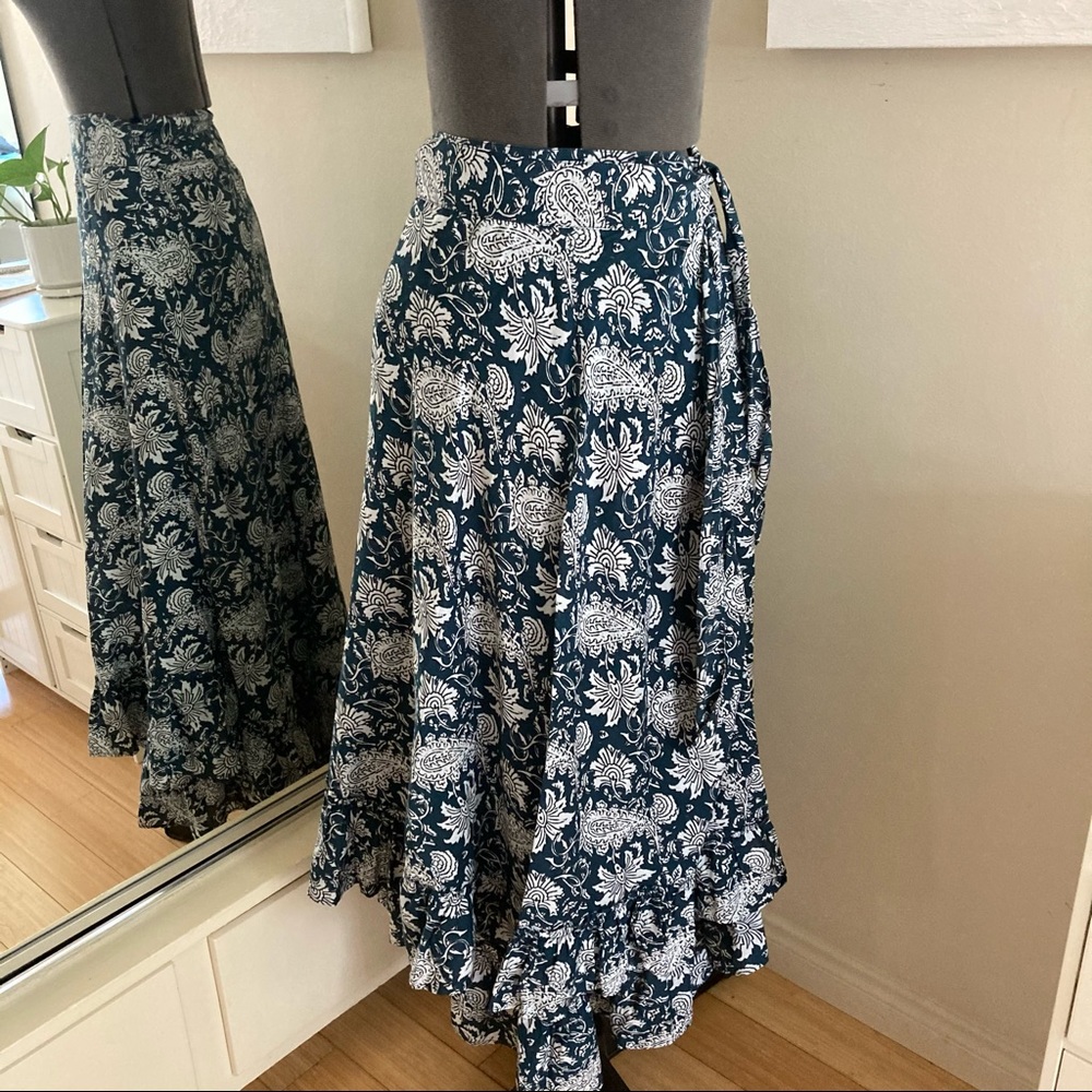 Apiece Apart deep teal wrap skirt